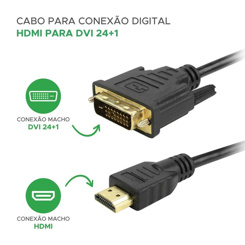 Cabo Hdmi x Dvi-d 24+1 - 1080p Plug Ouro