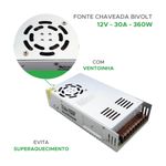 Fonte Chaveada 30a 12v 360w Bivolt P/ Câmera Cfv Fita Led