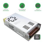 Fonte Chaveada 30a 12v 360w Bivolt P/ Câmera Cfv Fita Led