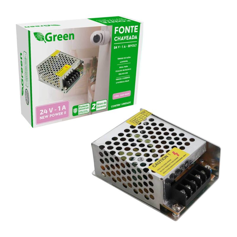 Fonte Chaveada 24V 1A 24W Bivolt - Gabinete Metal Colmeia