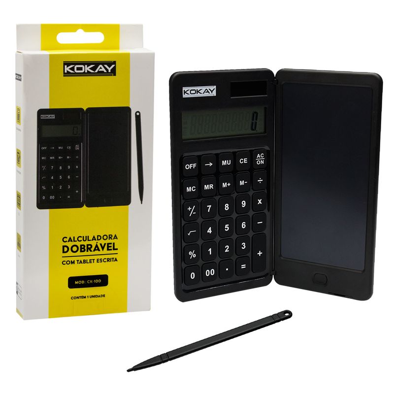 Calculadora Dobrável 10 Dígitos Com Tablet De Escrita Em Lcd - KOKAY