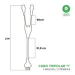 Cabo De Força Tripolar Y 1 Macho 2 Fêmeas 2 Metros - Green