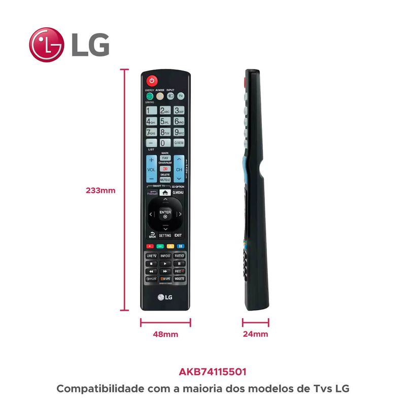 Controle Remoto TV LG Smart 3D My Apps AKB74115501 Original