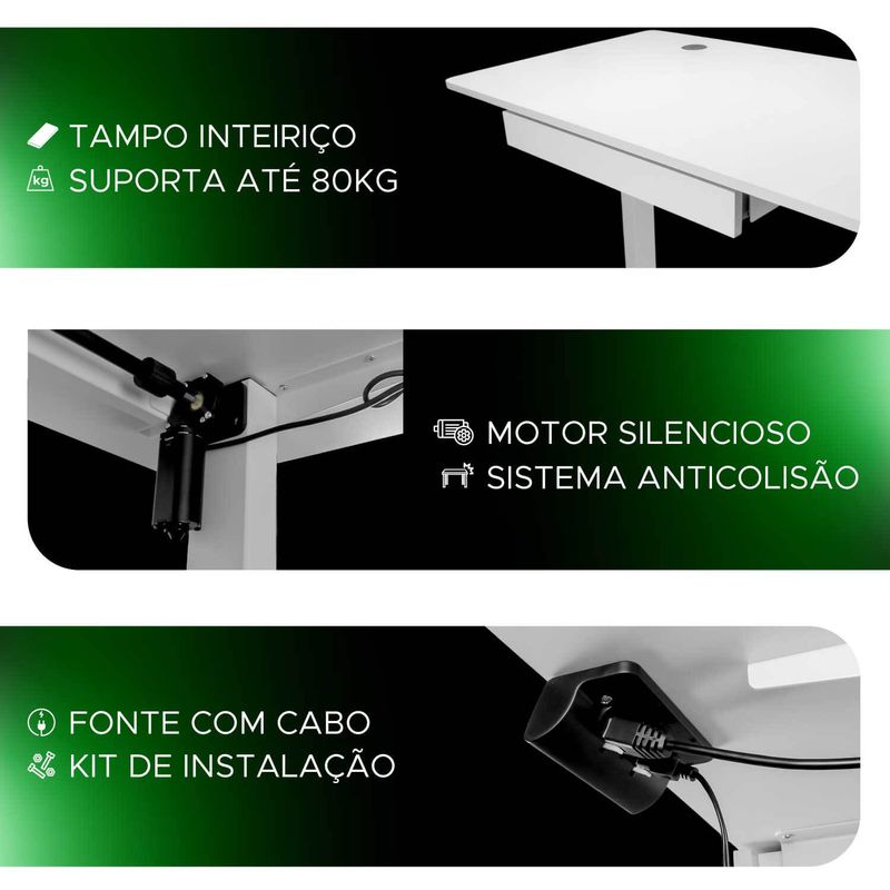 Mesa Elétrica Motorizada Para Desktop Regulável Até 80kg
