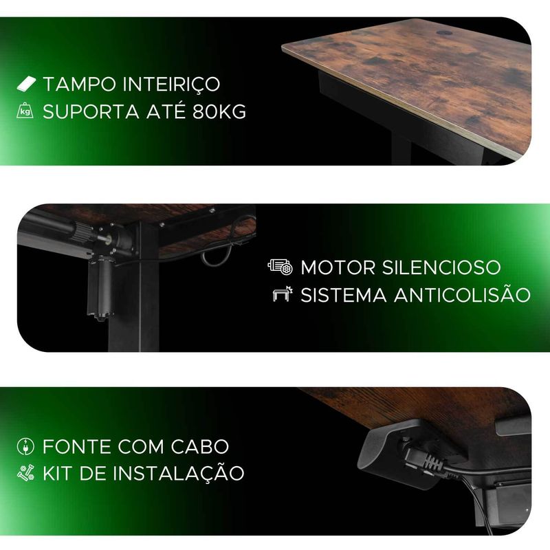 Mesa Elétrica Motorizada Para Desktop Regulável Até 80kg