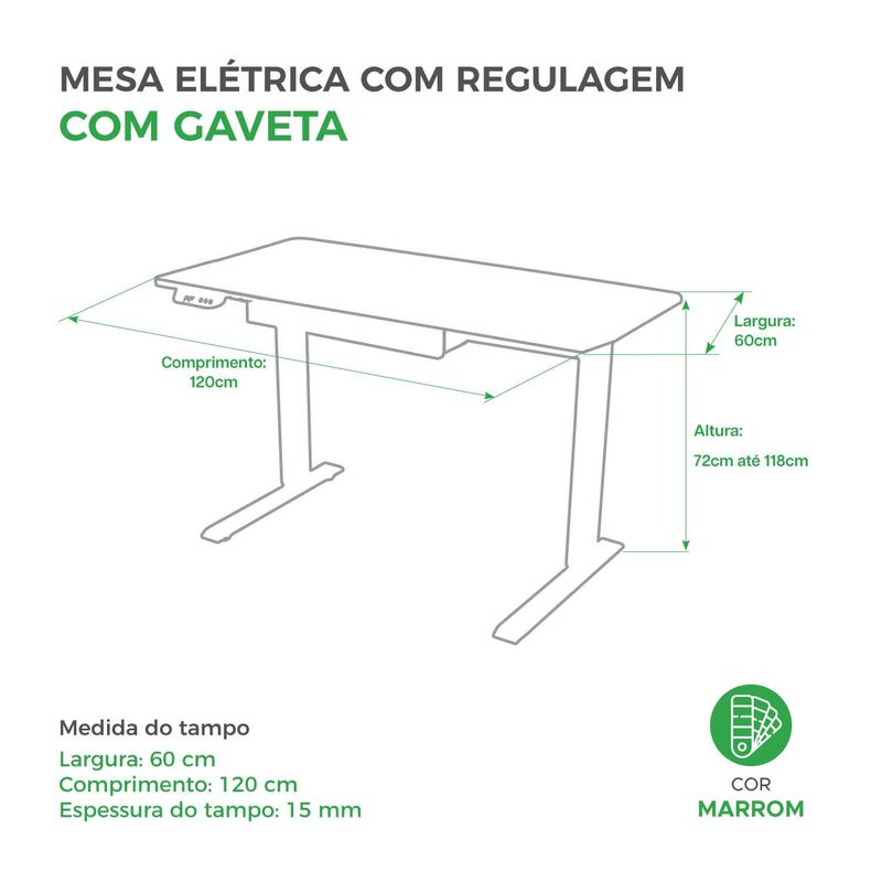 Mesa Elétrica Motorizada Para Desktop Regulável Até 80kg