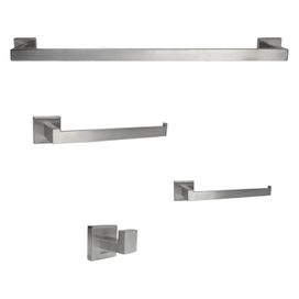 Kit Acessórios Banheiro Quadrado Aço Inox 4 Peças